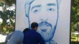 طراحی چهره شهید حججی با 70 هزار اثر انگشت توسط هنرمند سبزواری